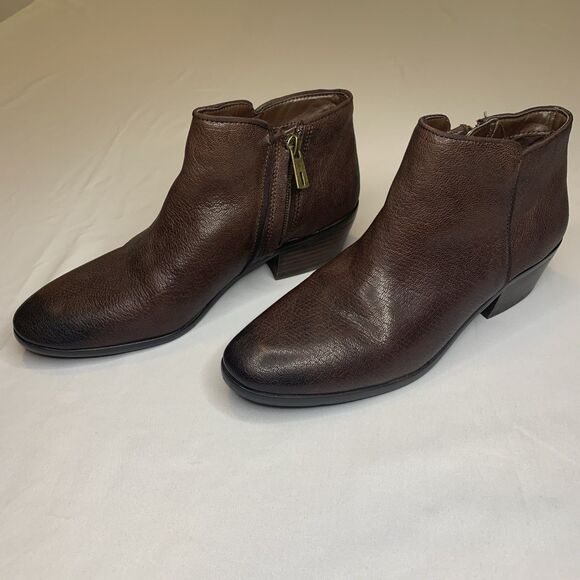 Sam Edelman Petty Booties Brown Leather Zip - Size 7 - Picture 3 of 8